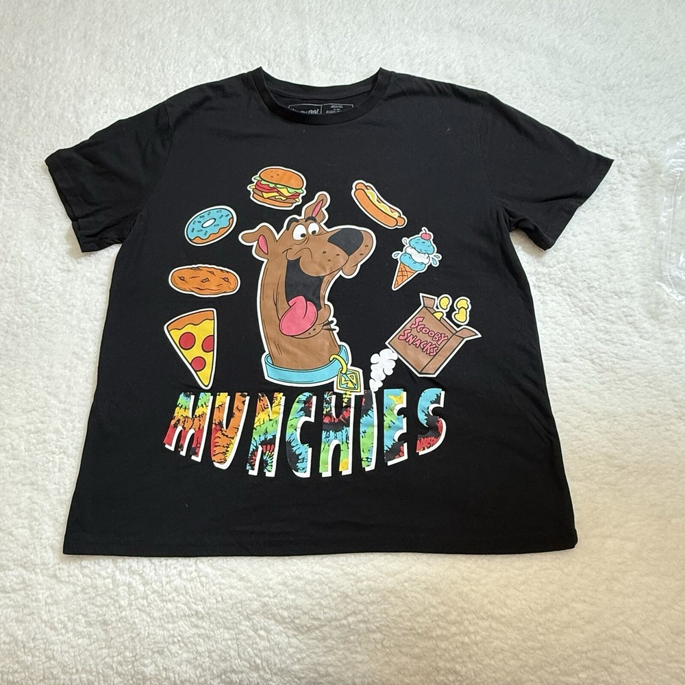 Scooby-Doo T-Shirt Mens L Munchies Graphic Cotton Blend Black Solid